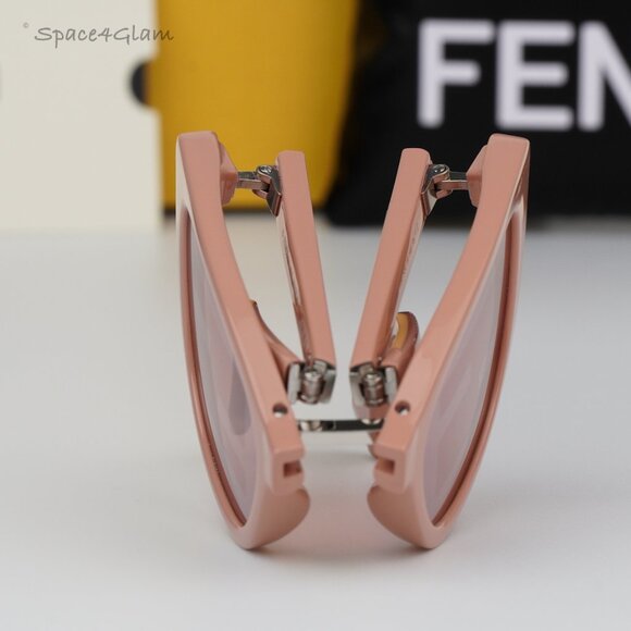 NEW Fendi FE40089I 72U FOLDING Pink Mirror Pattern Women Cat Eye Sunglasses